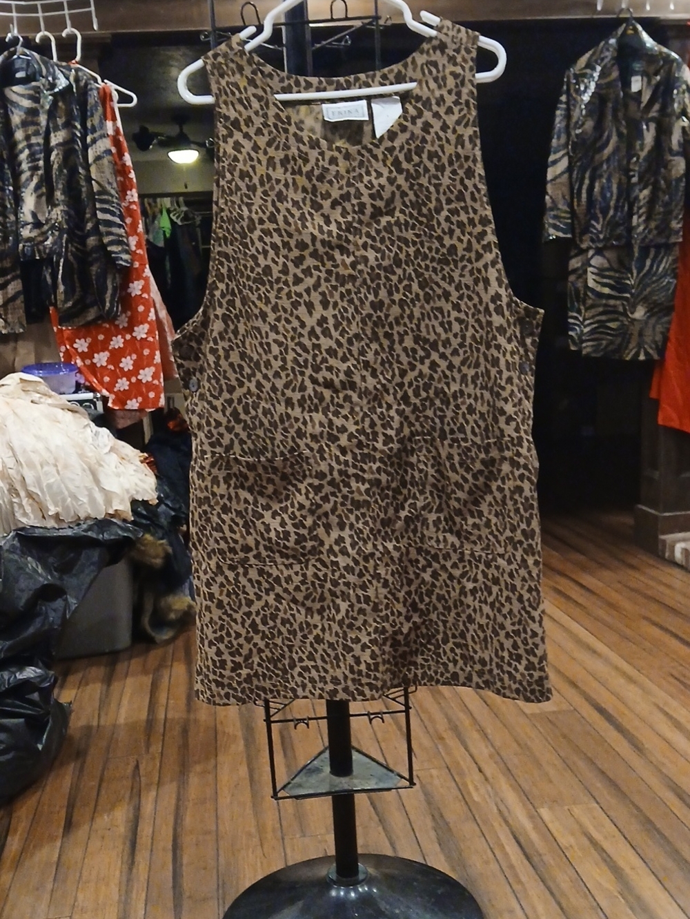 Sleeveless Leopard Print Tunic Dress Brown